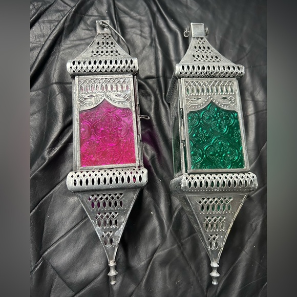 Other - VINTAGE silver SUNBURST tealight LANTERNS Moroccan Indian garden inside